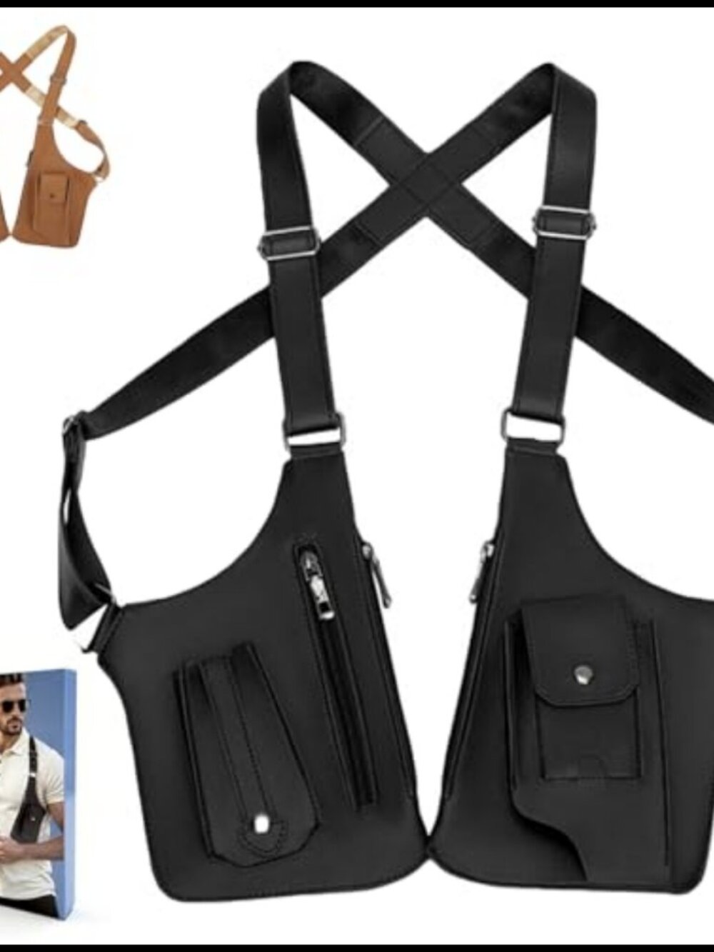 Anti-Theft Underarm Holster Bag Nylon Double Shoulder Pouch Travel Wallet
